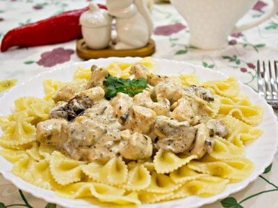 макароны с грибами в сливочном соусе рецепт