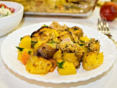 картошка с мясом в рукаве