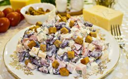 вкусный салат с фасолью консервированной