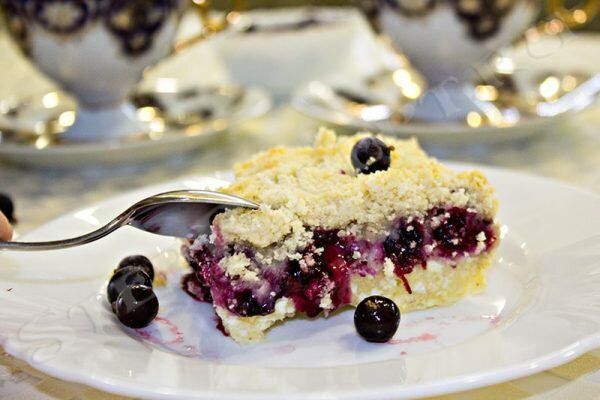 пирог с творогом и черникой