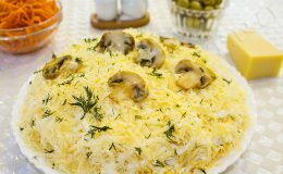 салат мужской каприз с курицей и грибами