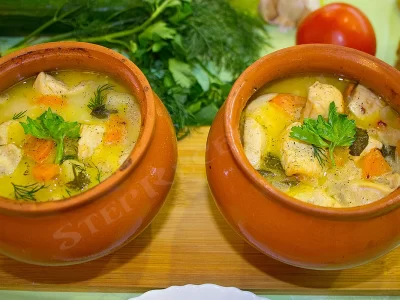 картошка с курицей в горшочках