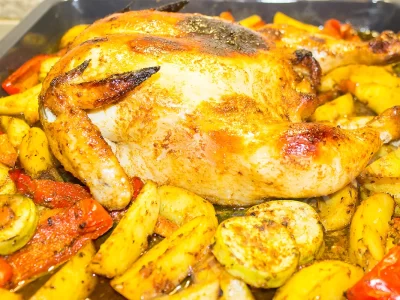 курица в духовке с картошкой и овощами