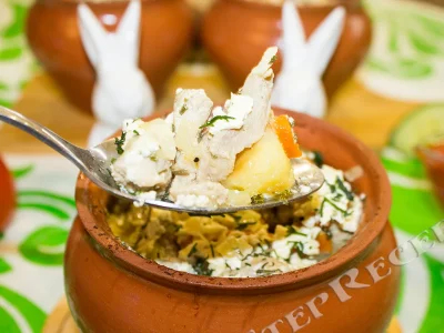 курица картошка грибы в духовке